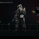 A Spartan holds a sniper rifle in Halo Infinite while standing in front of the "Freedom" color palette option.